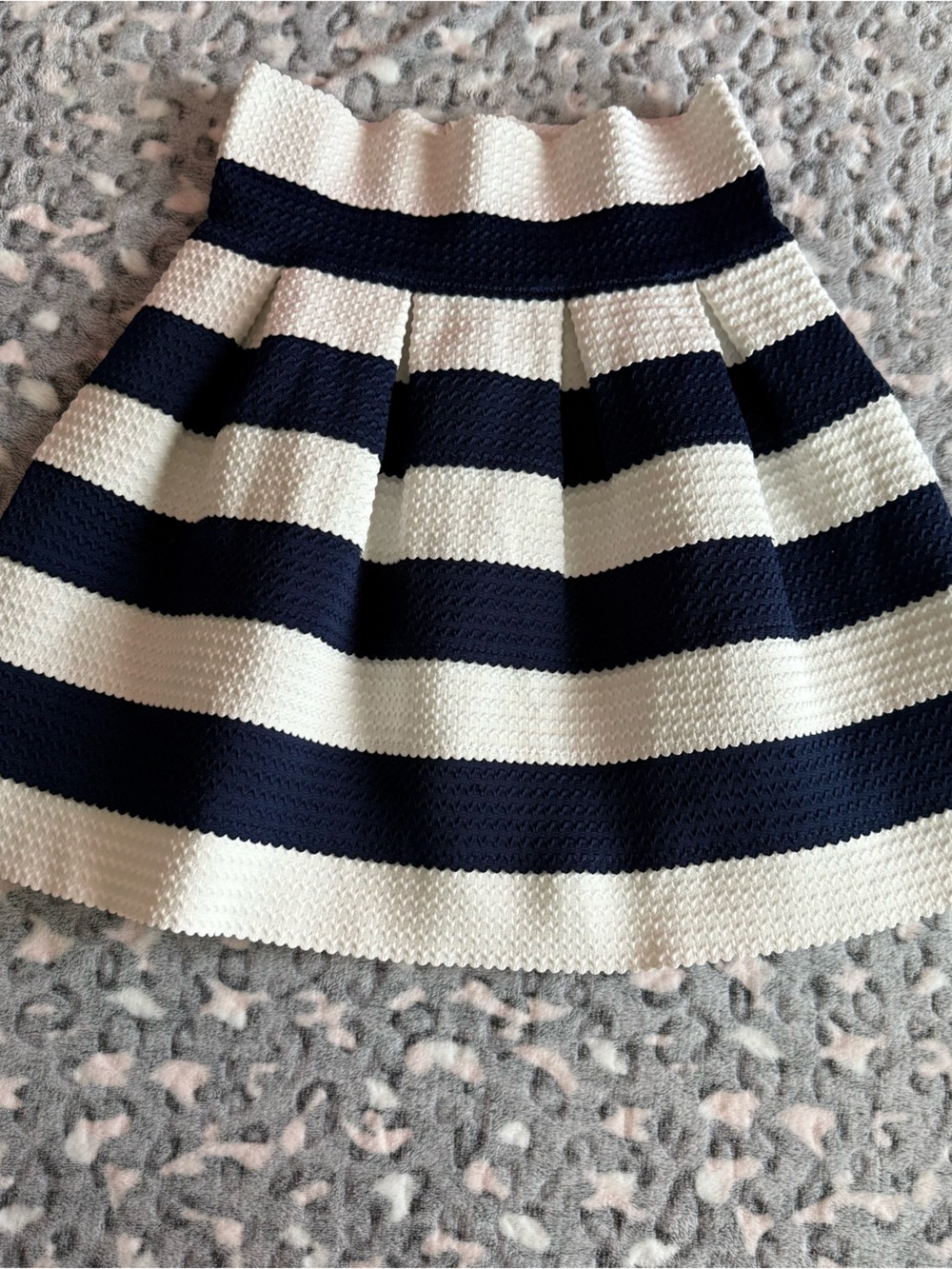 Striped Navy and White A-Line Skirt